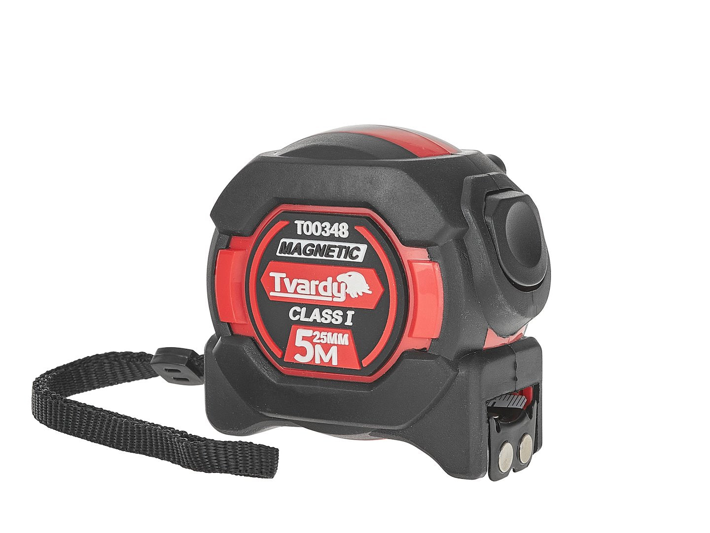 Ruleta cu 2 fete cu magnet, oprire automata, 5 m x 25 mm, Tvardy T00348