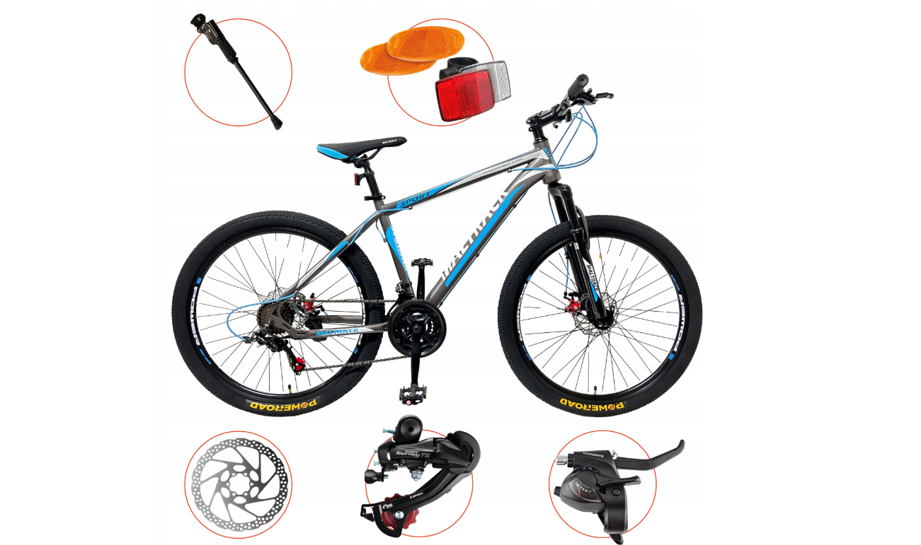 Bicicleta MTB26 Grey / Blue, 21 viteze, cadru 18", roti 26", MalTrack 110982