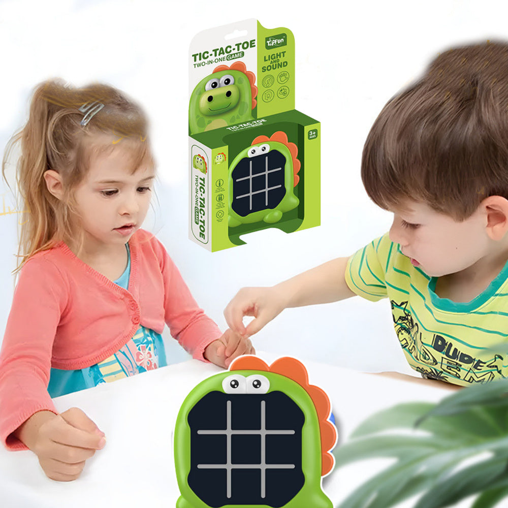 Joc electronic 3 in 1 Tic Tac Toe dinozaur, verde, Lean 21371