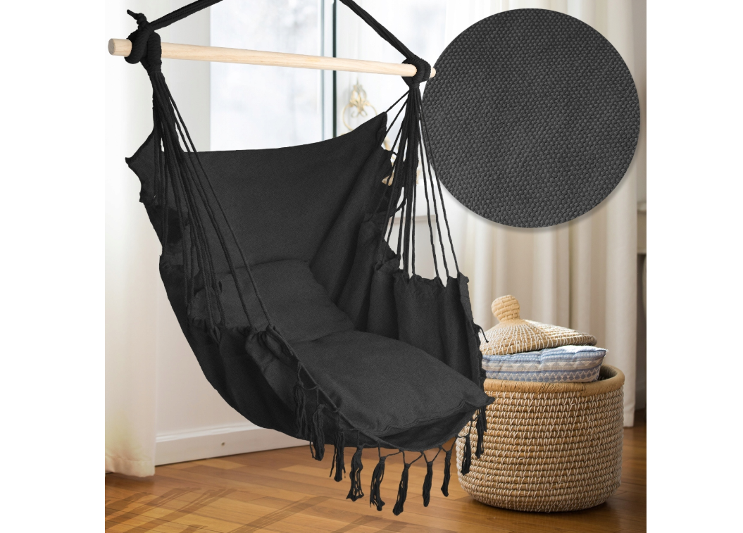 Balansoar suspendat cu perne, negru, 40 x 40 cm, MalTec 112864