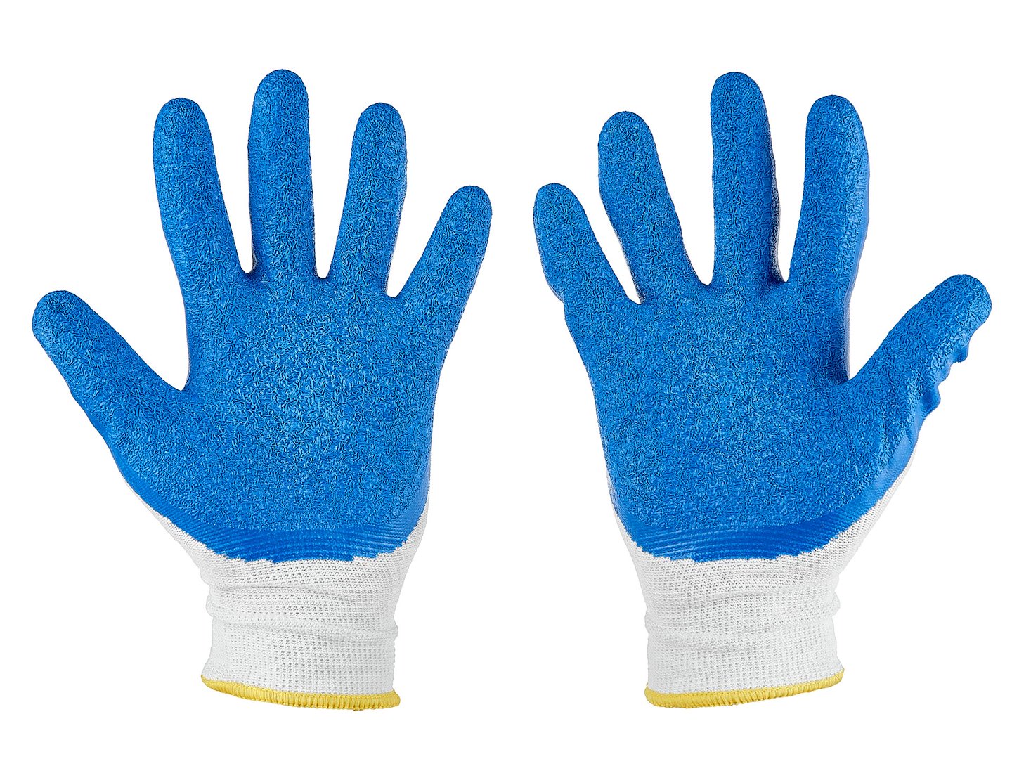 Manusi de protectie din poliester si acoperite cu latex, marimea 8, alb / albastru, Geko G75047