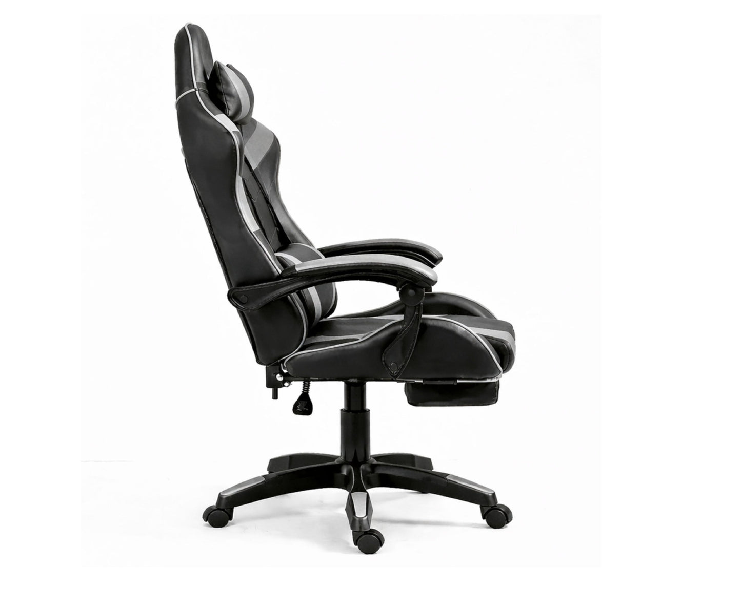 Scaun pentru gaming rotativ cu suport pentru picioare, negru / gri, Lean 30556