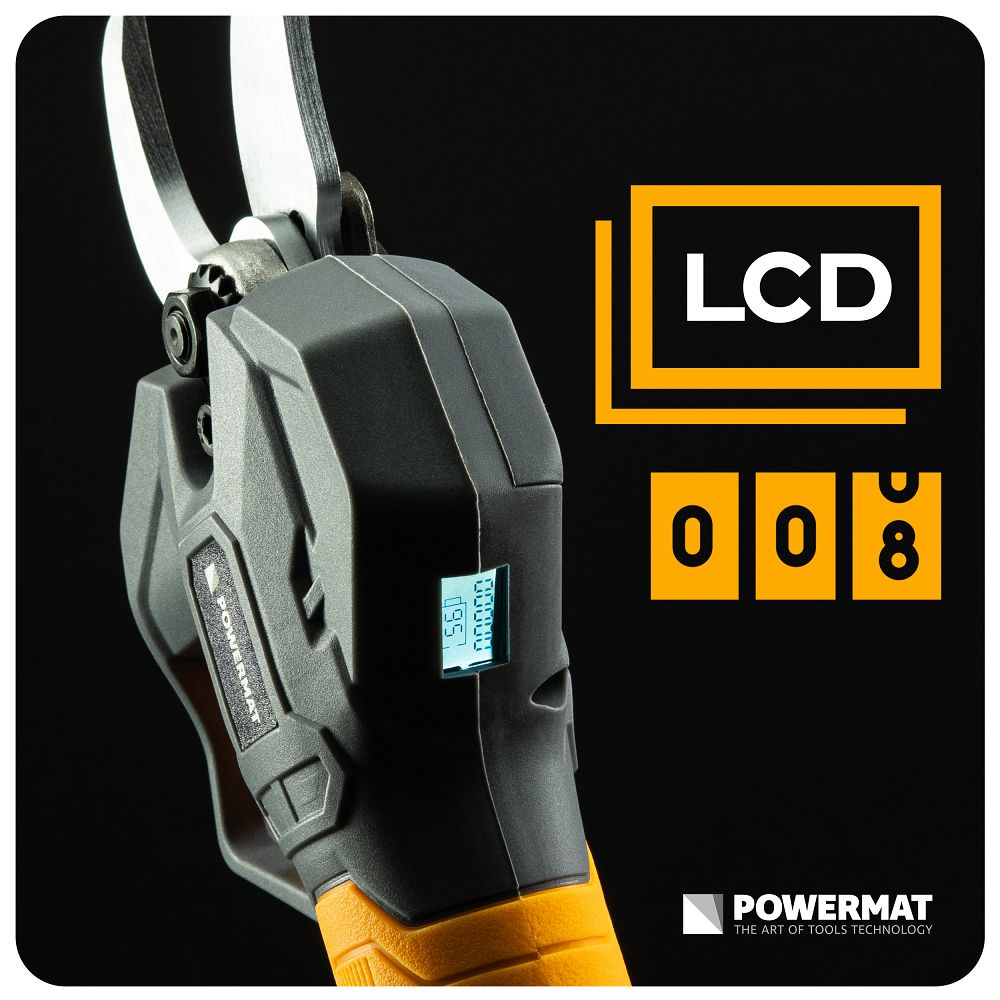 Foarfeca electrica cu acumulator pentru gradina PM-SA-21V-2AM, 30 mm, 1000 W, 2 x 21 V, afisaj LCD, Powermat PM1550