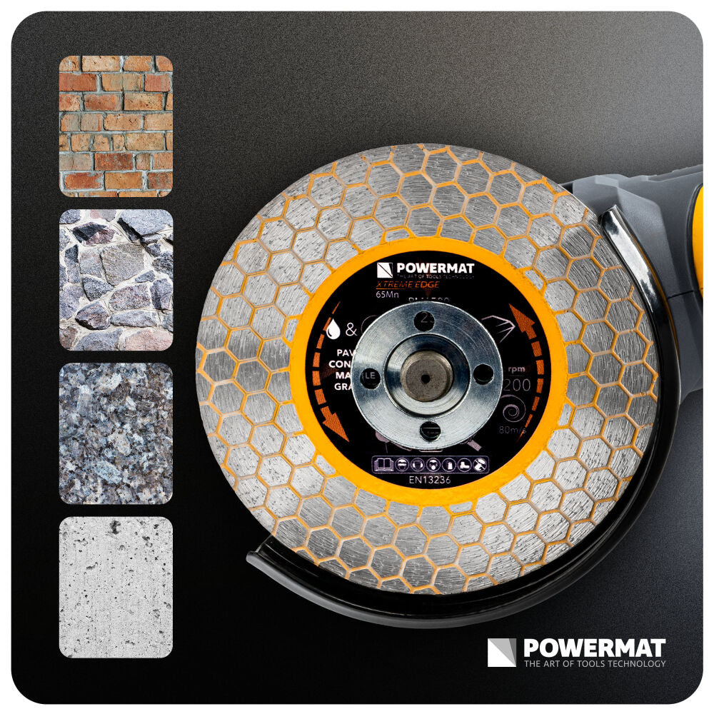 Disc diamantat hexagonal pentru ceramica PM-TDCS-1256T, 125 mm, Powermat PM1500