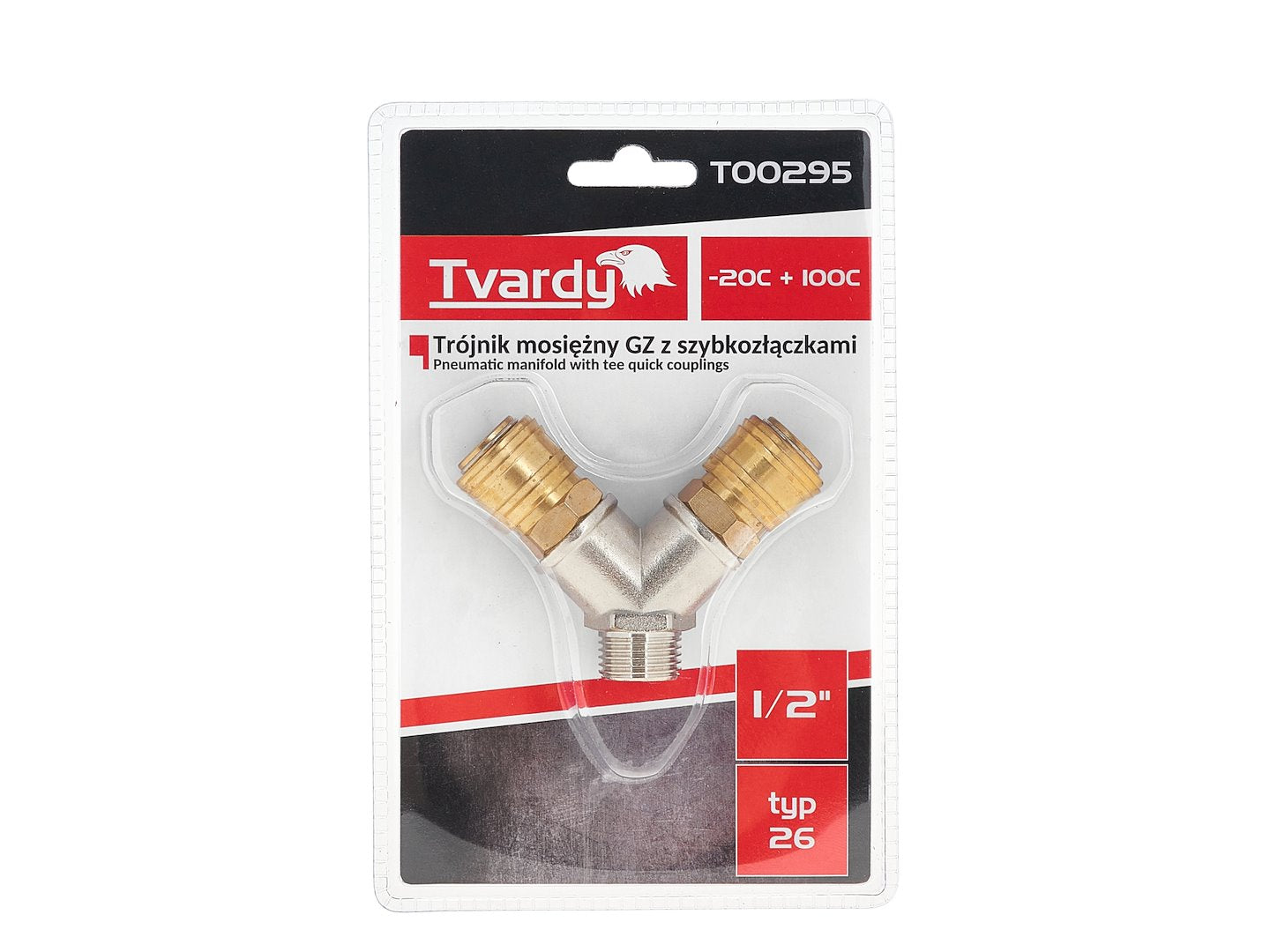 Racord T din alama GZ 1 / 2" cu conectori rapizi, Tvardy T00295