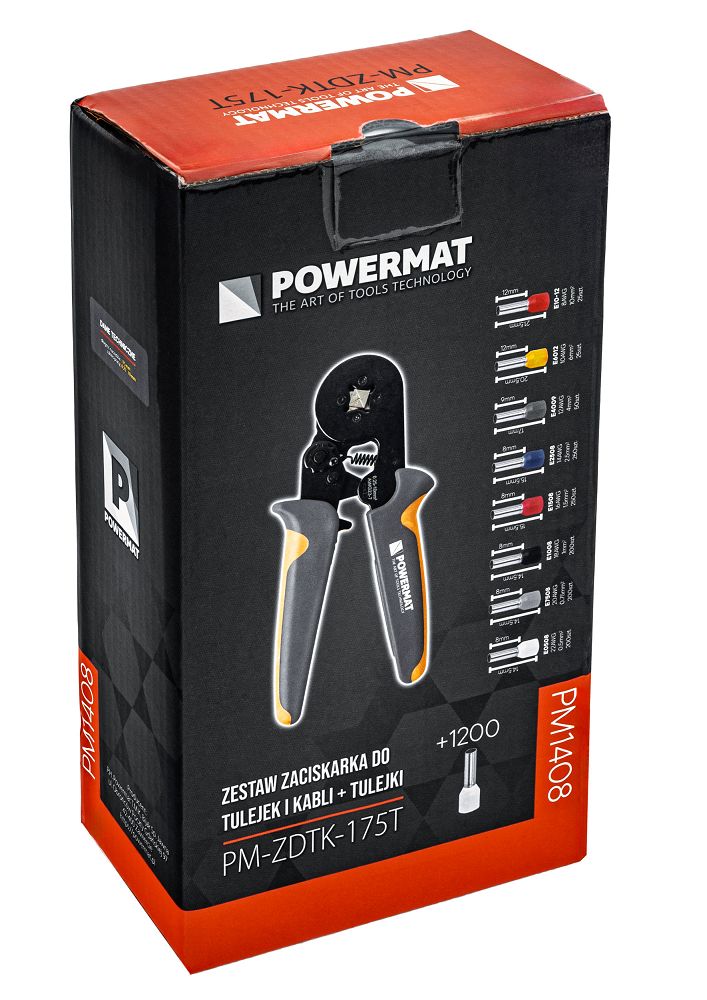Set cleste pentru sertizare cu mansoane PM-ZDTK-175T, 1200 bucati, Powermat PM1408