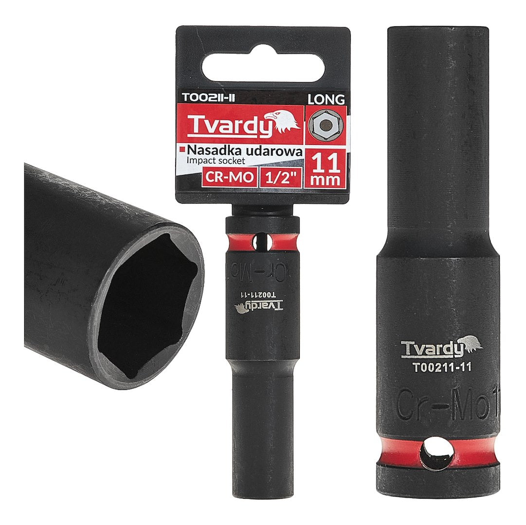 Cheie tubulara de impact lunga in 6 puncte 1 / 2", 11 mm, Cr-Mo, Tvardy T00211-11