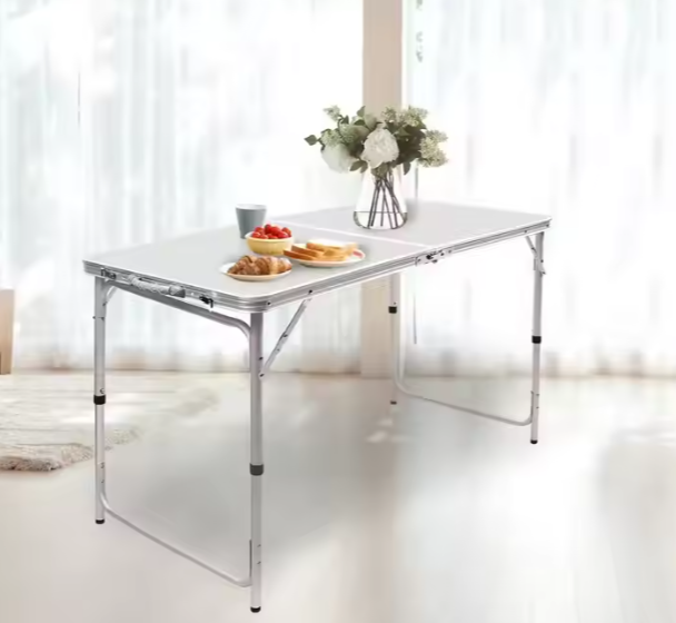 Set masa pliabila de camping cu 4 scaune, gri, 120 × 60 × 66 cm, Lean 26603