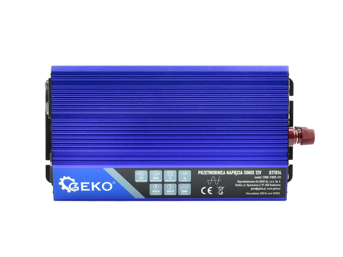 Convertor de tensiune SINUS, 12 V / 230 V, 1000 / 2000 W, Geko G17014