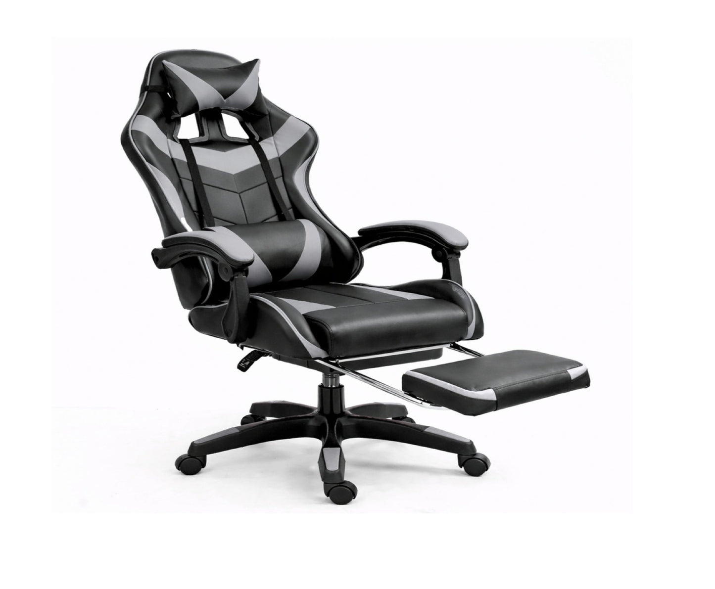 Scaun pentru gaming rotativ cu suport pentru picioare, negru / gri, Lean 30556