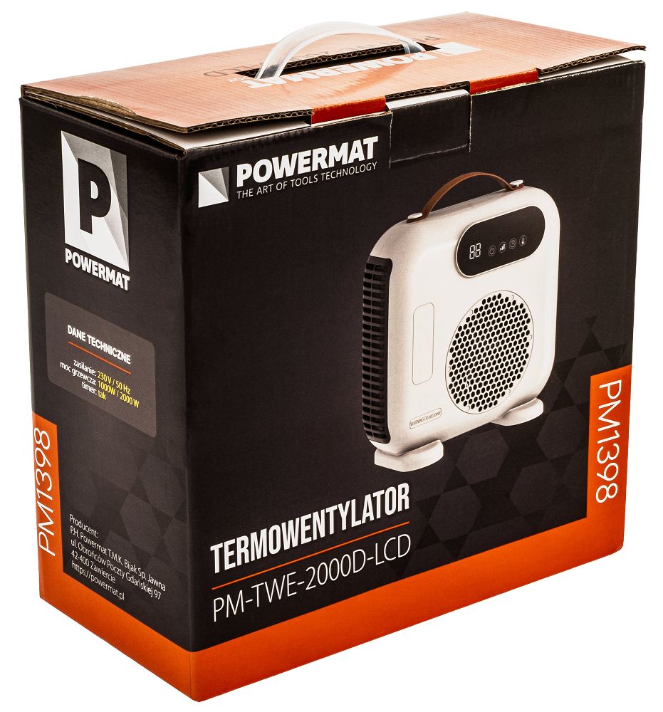 Aeroterma electrica PM-TWE-2000D-LCD, 2000 W, Powermat PM1398