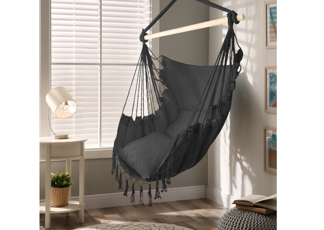 Balansoar suspendat cu perne, negru, 40 x 40 cm, MalTec 112864