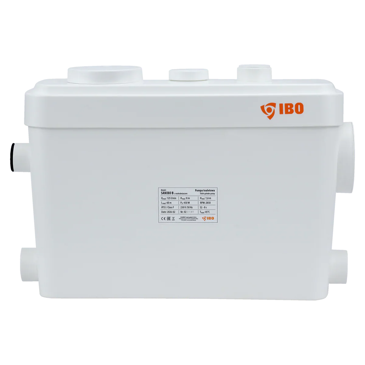 Pompa de toaleta cu tocator Sanibo B, 0.45 kW, 230 V, Ibo Dambat IB215350