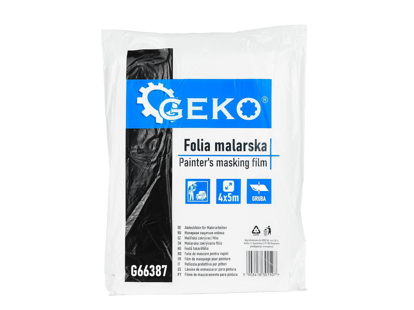 Folie de protectie standard pentru vopsit, 4 x 5 m, Geko G66387