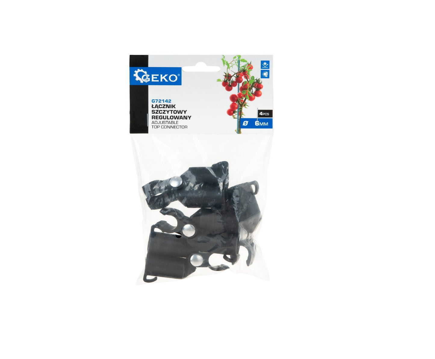 Conector superior reglabil pentru araci, 16 mm, 4 bucati, Geko G72142