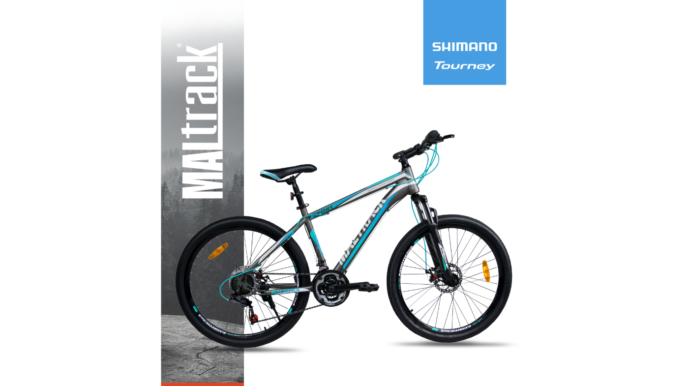 Bicicleta MTB26 Grey / Blue, 21 viteze, cadru 18", roti 26", MalTrack 110982