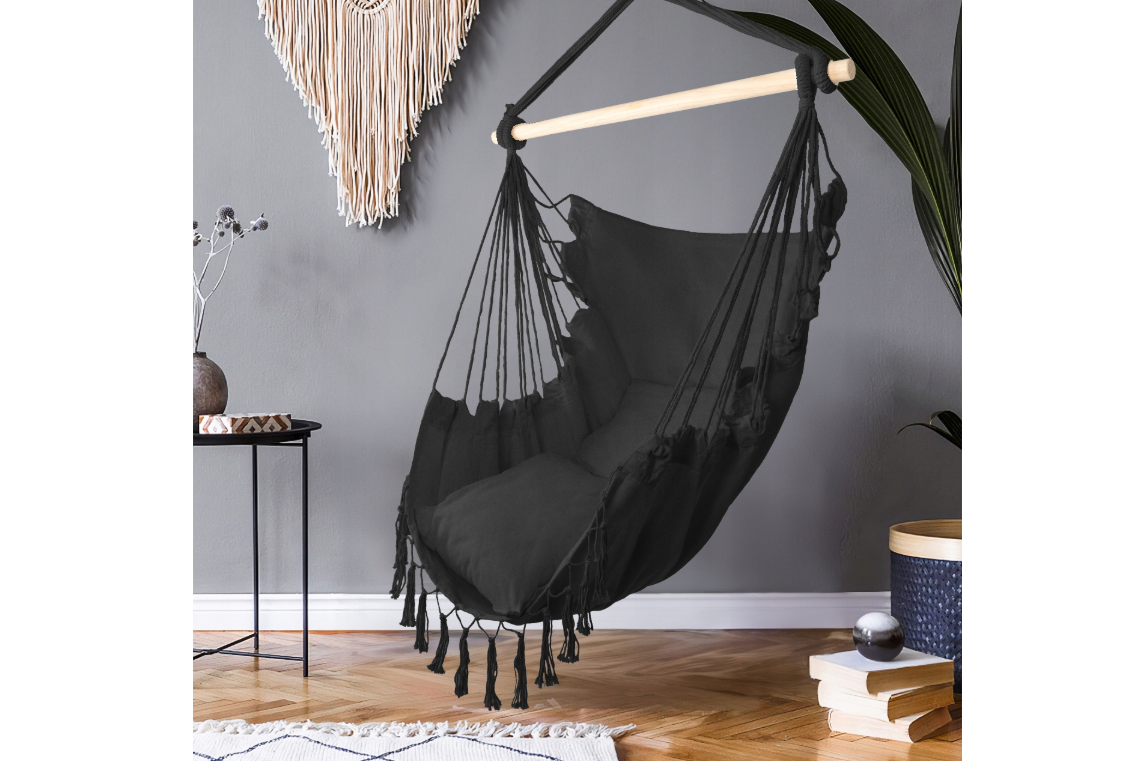 Balansoar suspendat cu perne, negru, 40 x 40 cm, MalTec 112864