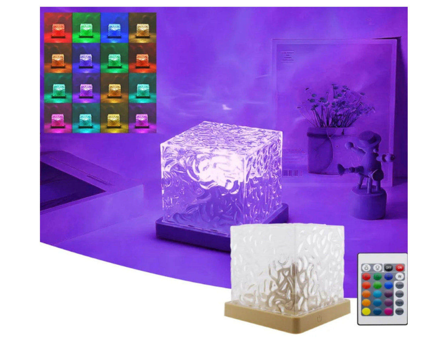 Lampa de veghe LED cu 16 culori RGB, telecomanda, 11.5 x 11.5 cm, Lean 27710