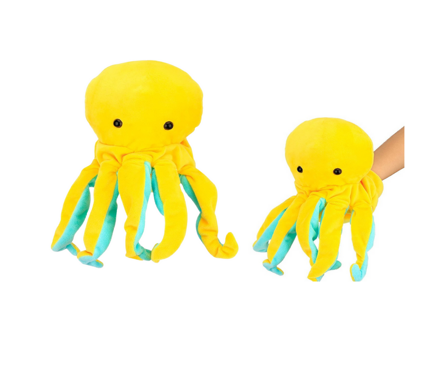 Jucarie de plus caracatita, 25 cm, galben, Lean 16409