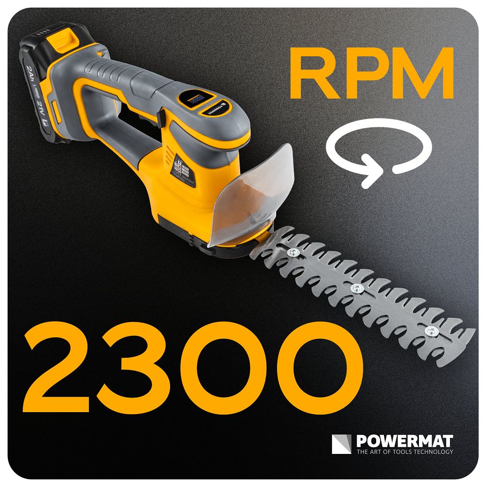 Foarfeca electrica pentru arbusti si gard viu cu acumulator PM-ANTK-21VM, 2 Ah, 21 V, Powermat PM1630