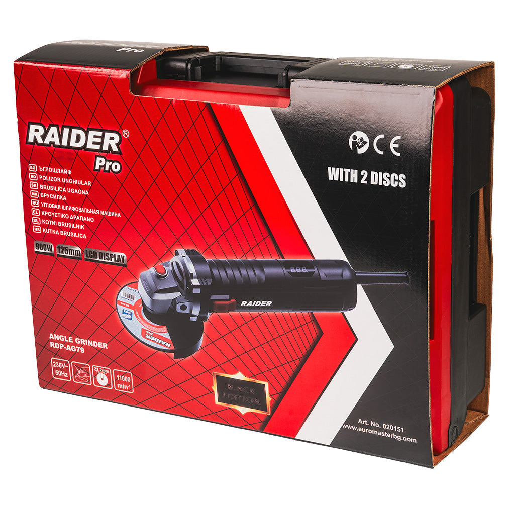 Polizor unghiular RDP-AG79 Black Edition, 125 mm, 900 W, Raider 020151