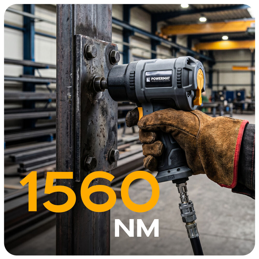 Cheie pneumatica PM-KPU-1560T, 1560 NM, 1/2", 8000 RPM, MAX. 8 BAR, 115 L/MIN, Powermat PM1593