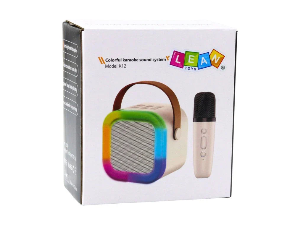 Set karaoke cu boxa si microfon wireless K12 RGB, bluetooth, roz, Lean 24548