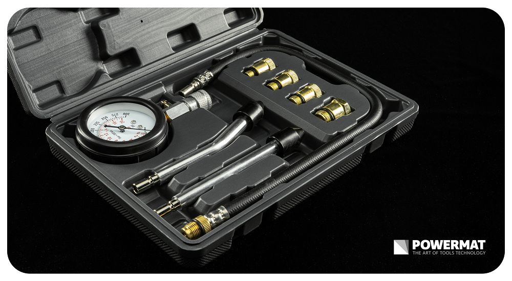 Tester compresie motoare benzina PM-MCSB-8T, 8 bucati, Powermat PM1522