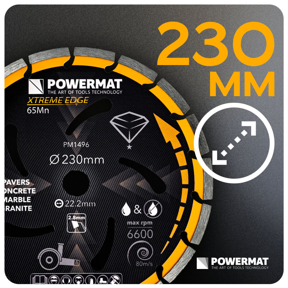 Disc diamantat segmentat PM-TDCS-2302T, 230 mm, Powermat PM1496