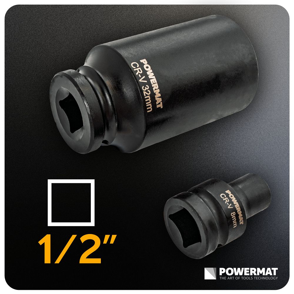 Set chei tubulare de impact PM-ZNU-832, 8-32 mm, 1 / 2", 35 bucati, Powermat PM1380