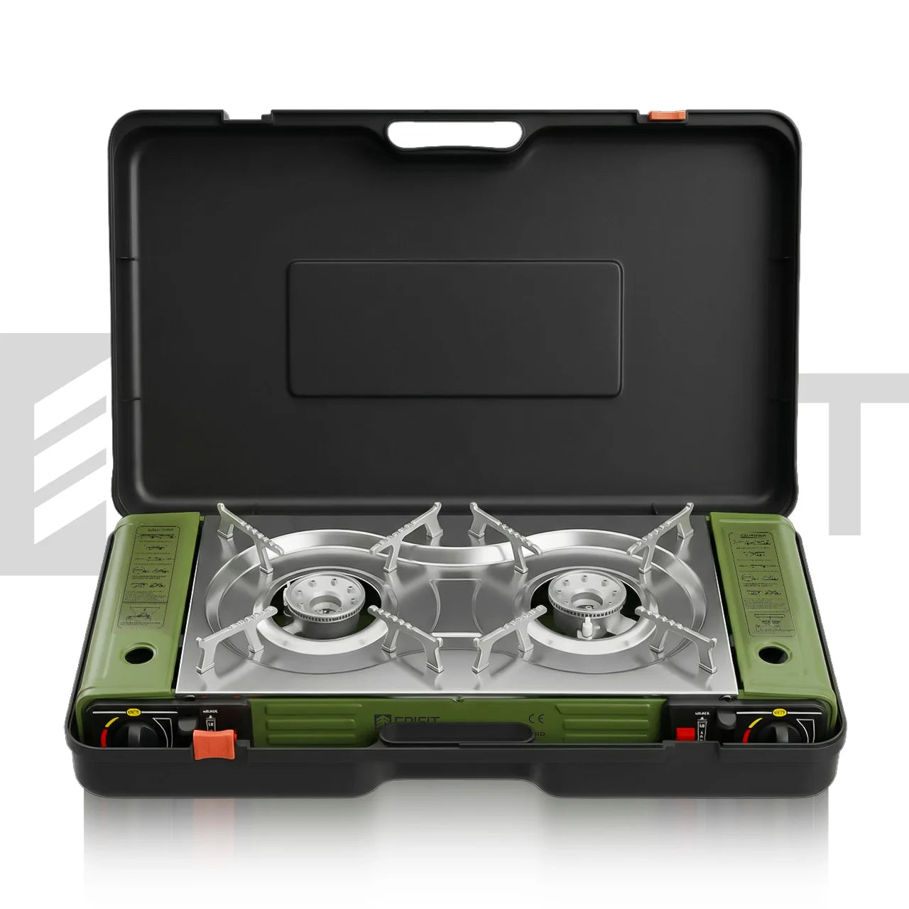 Aragaz de camping cu 2 arzatoare SPARK100 DOUBLE, verde, 2 x 2500 W, MalTec 114503