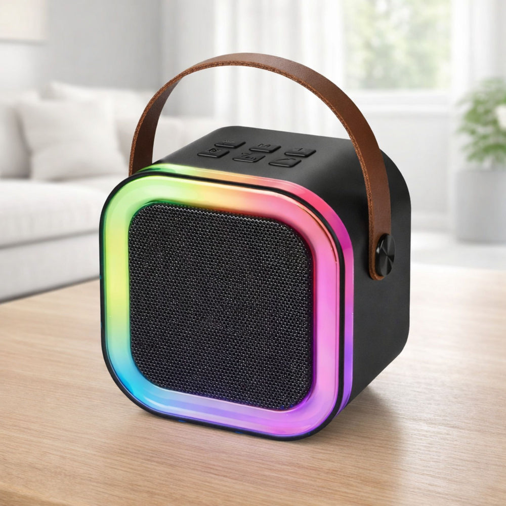 Set karaoke cu difuzor, 2 microfoane, lumini LED, Lean 25223