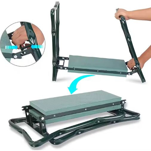 Scaun pliabil de gradina cu genunchiere si trusa de scule 3 in 1, Lean 26613