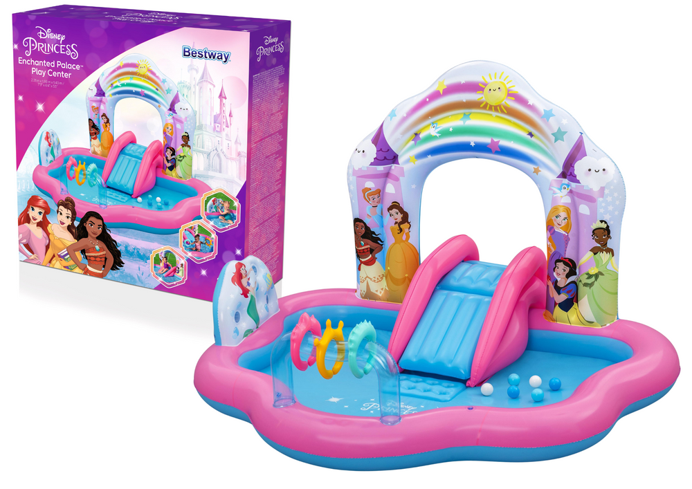 Loc de joaca gonflabil Bestway Disney Princess Enchanted Palace, 221 x 193 x 140 cm, 160 l, Lean 22597