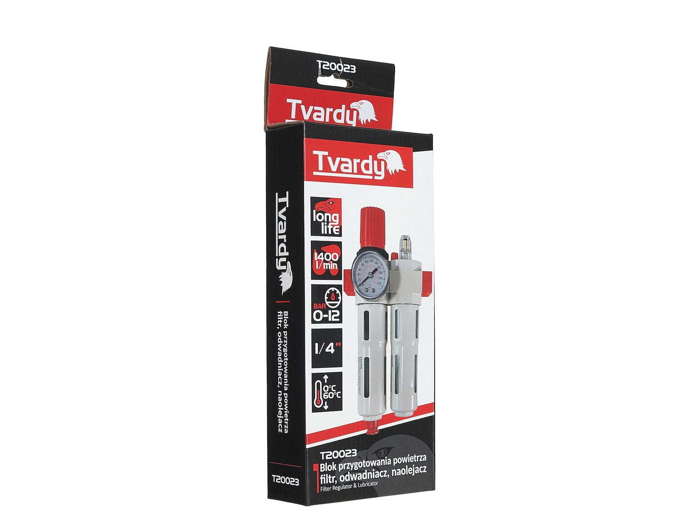 Bloc de preparare a aerului 1 / 4" cu filtru, separator de apa si lubrifiant, Tvardy T20023