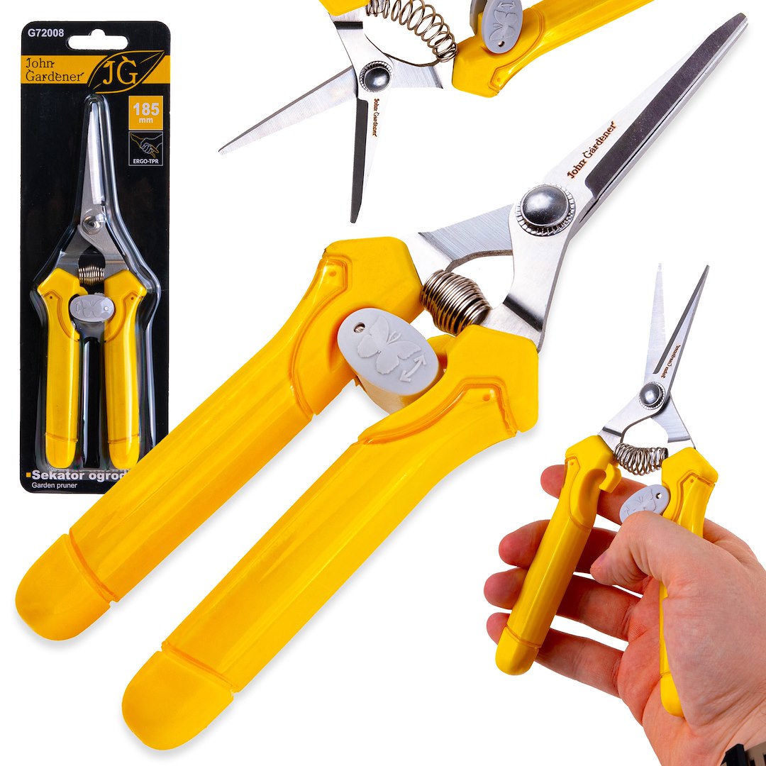 Foarfeca de gradina cu lama dreapta bypass, 185 mm, maner Ergo-TPR, Geko G72008