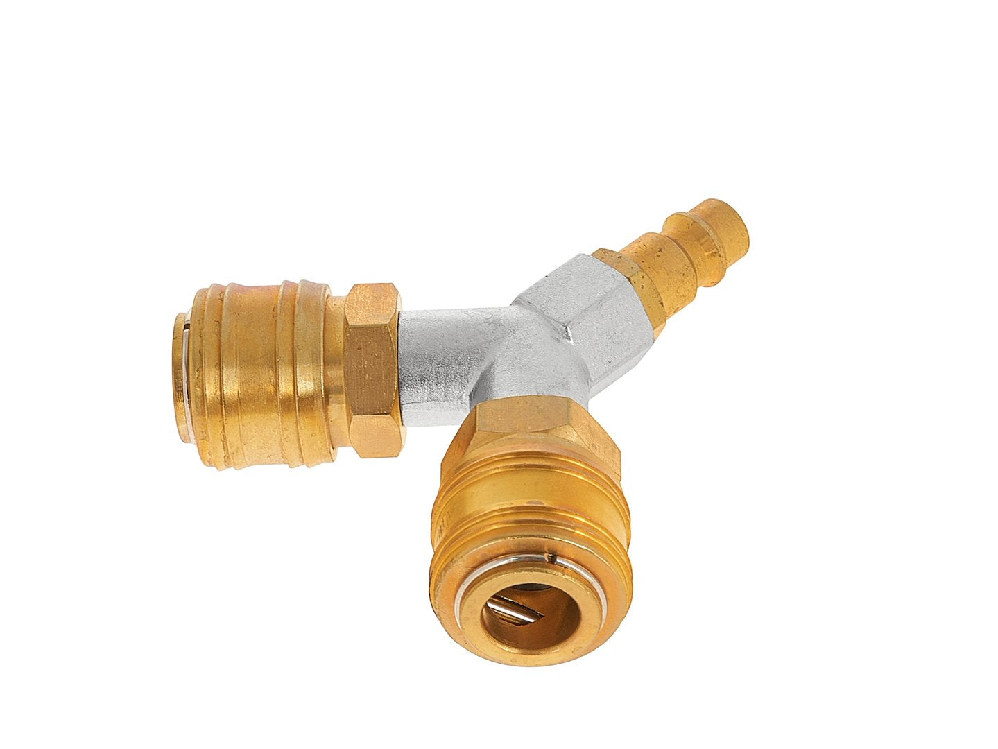 Racord T pentru compresor cu conectori rapizi, prindere 1 / 4", Tvardy T00296