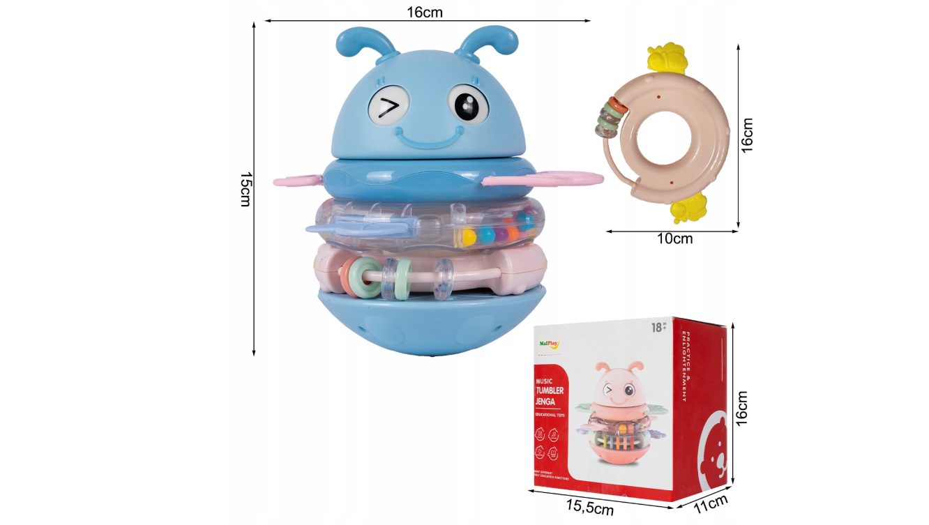 Jucarie interactiva senzoriala pentru bebelusi, 16 x 15 cm, MalPlay 111029