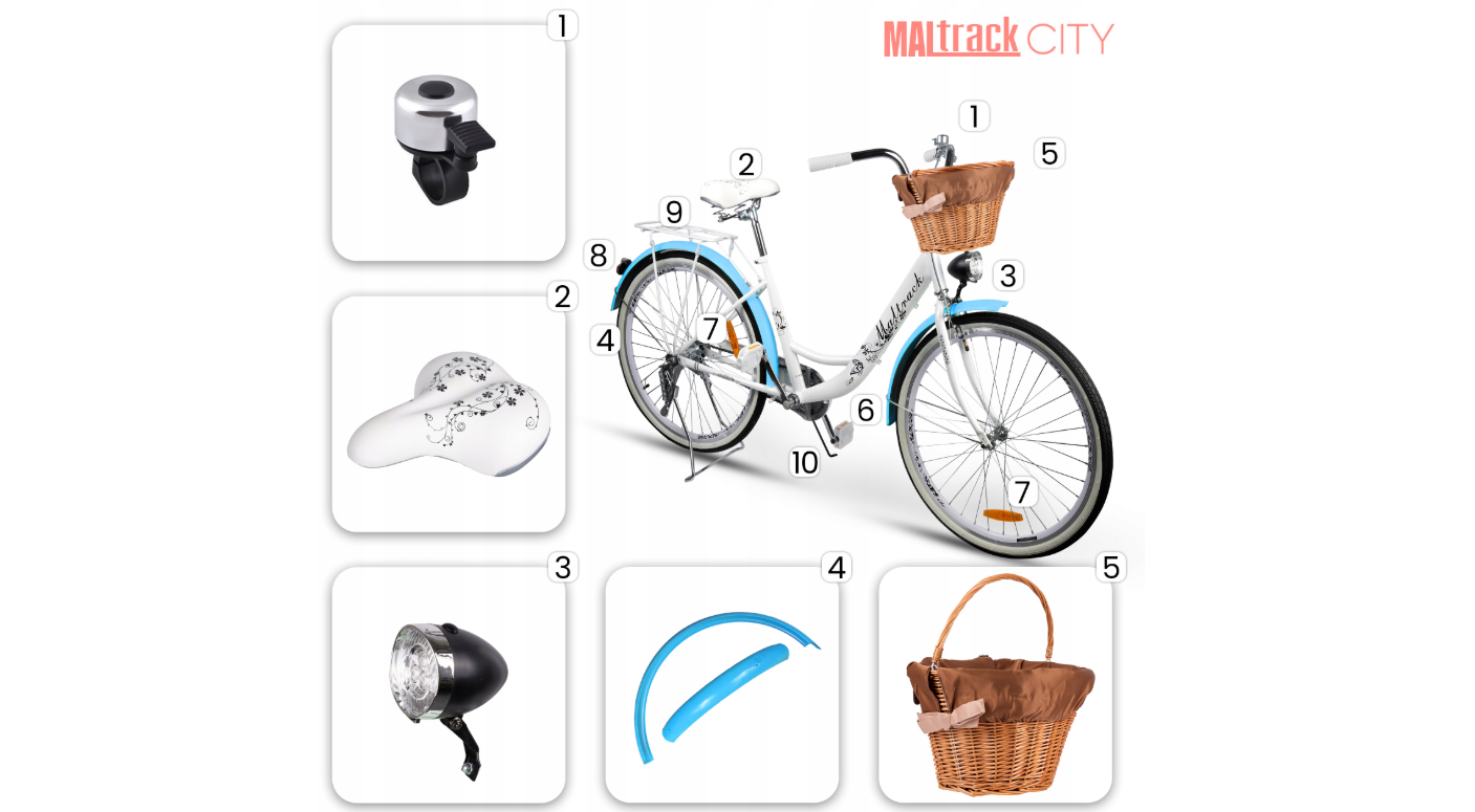 Bicicleta de oras dama 26x1,75, albastru mare, 17 kg, capacitate maxima 120 kg, MalTrack 111661