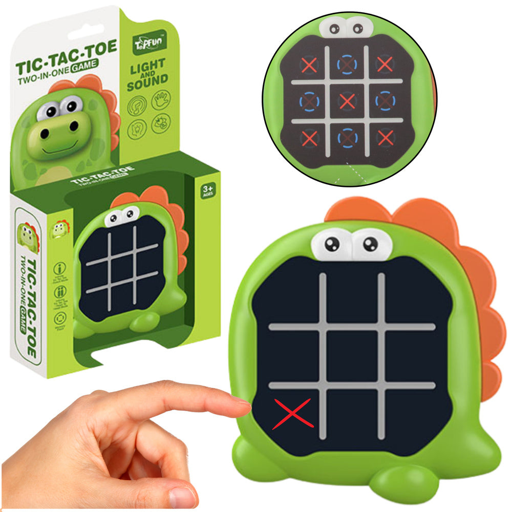Joc electronic 3 in 1 Tic Tac Toe dinozaur, verde, Lean 21371