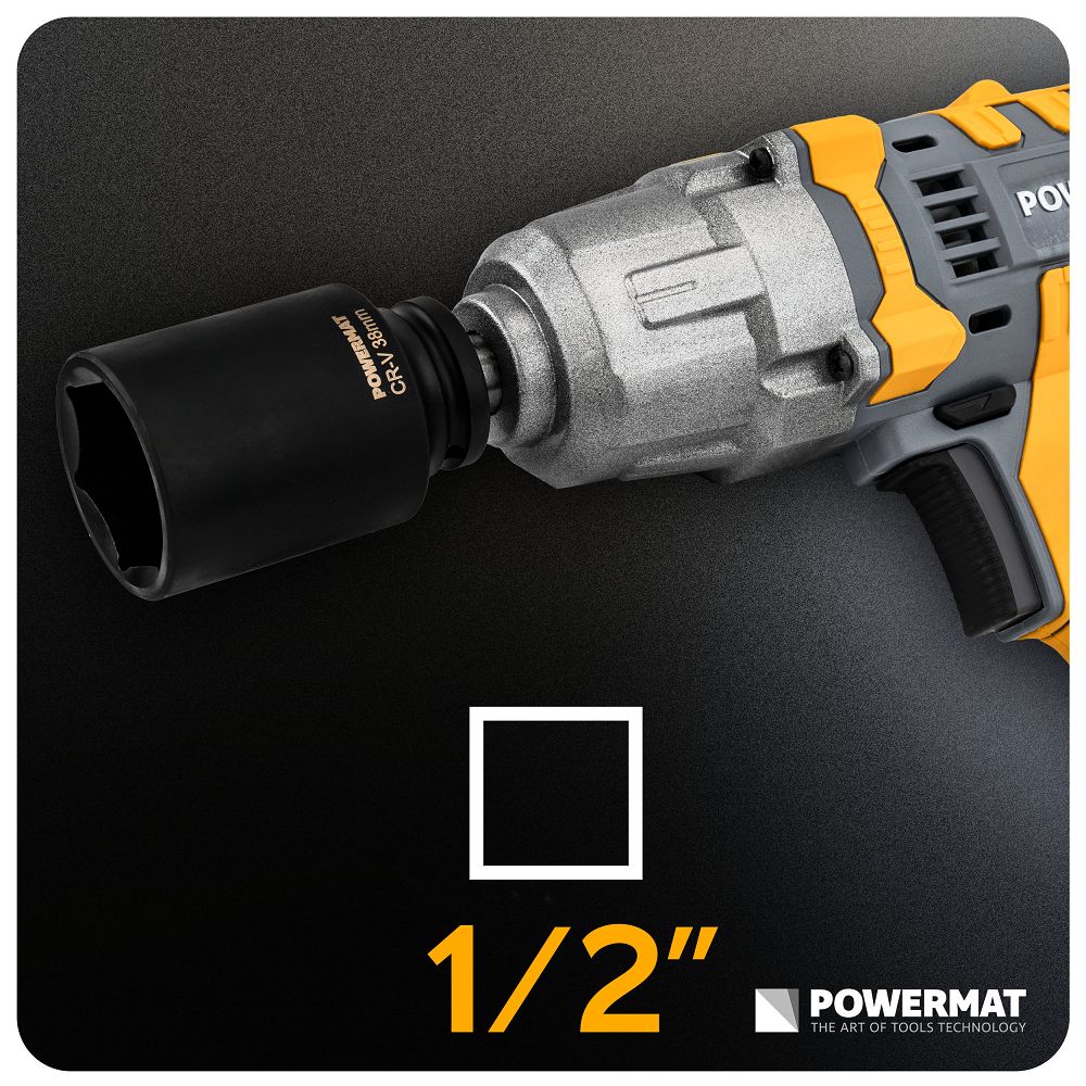 Set chei tubulare de impact HEX PM-ZNU-1038T, 10-38 mm, 1/2", 20 bucati, Powermat PM1382