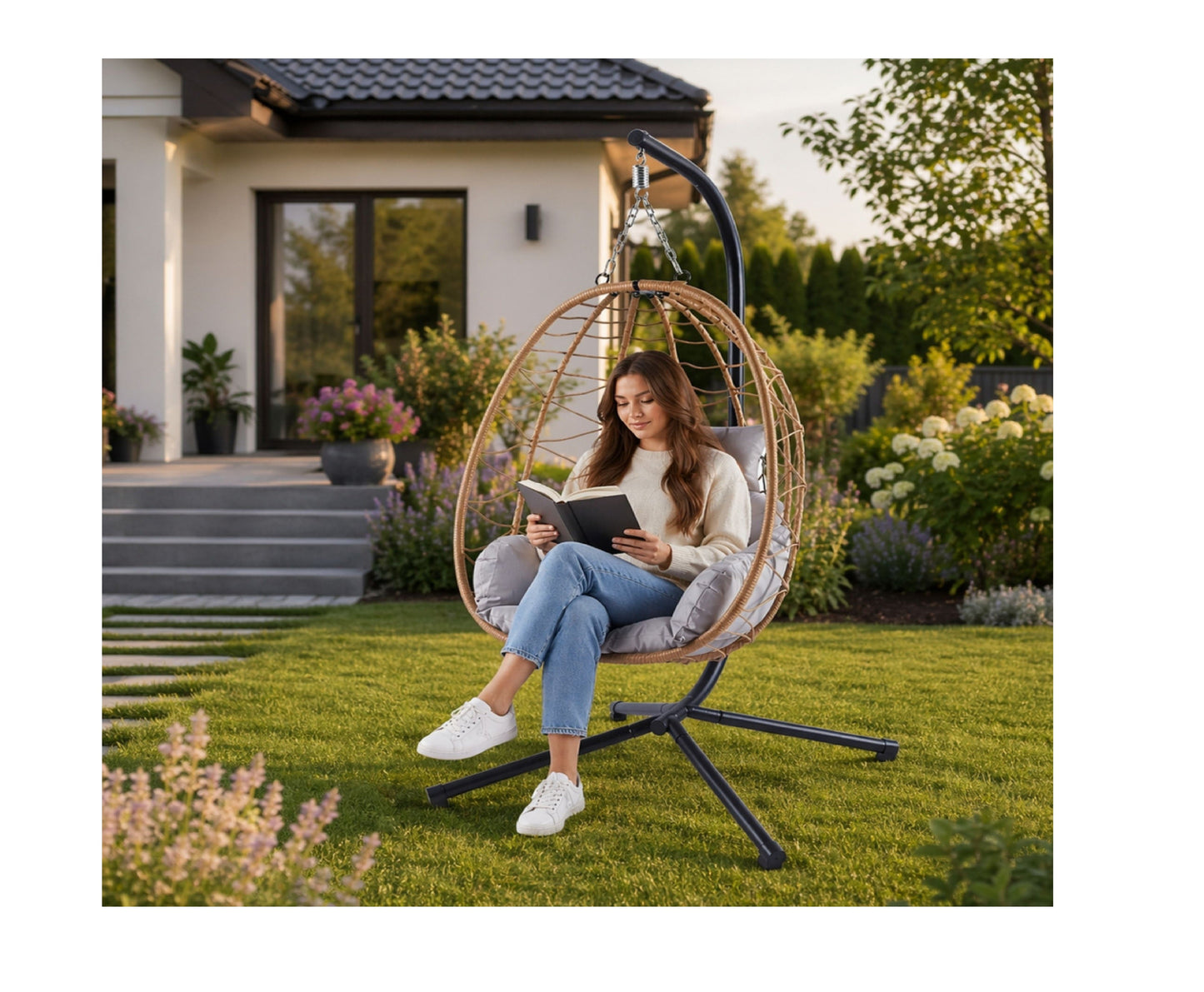 Balansoar suspendat de gradina Cocoon, maro, 110 cm, Lean 30644
