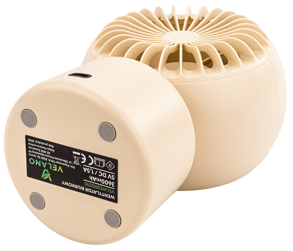 Mini ventilator de birou Velano, capacitate baterie 3600 mAh, Powermat VELWEBS0010