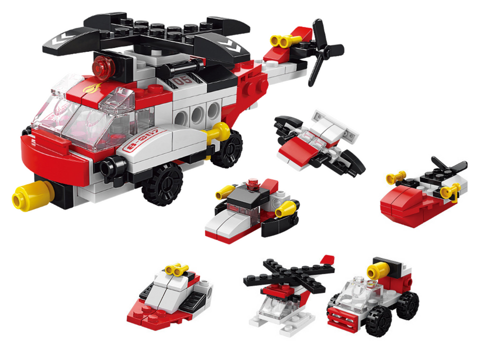 Set de constructie elicopter 6 in 1, 117 elemente, 21 x 15 x 5 cm, Lean 20965