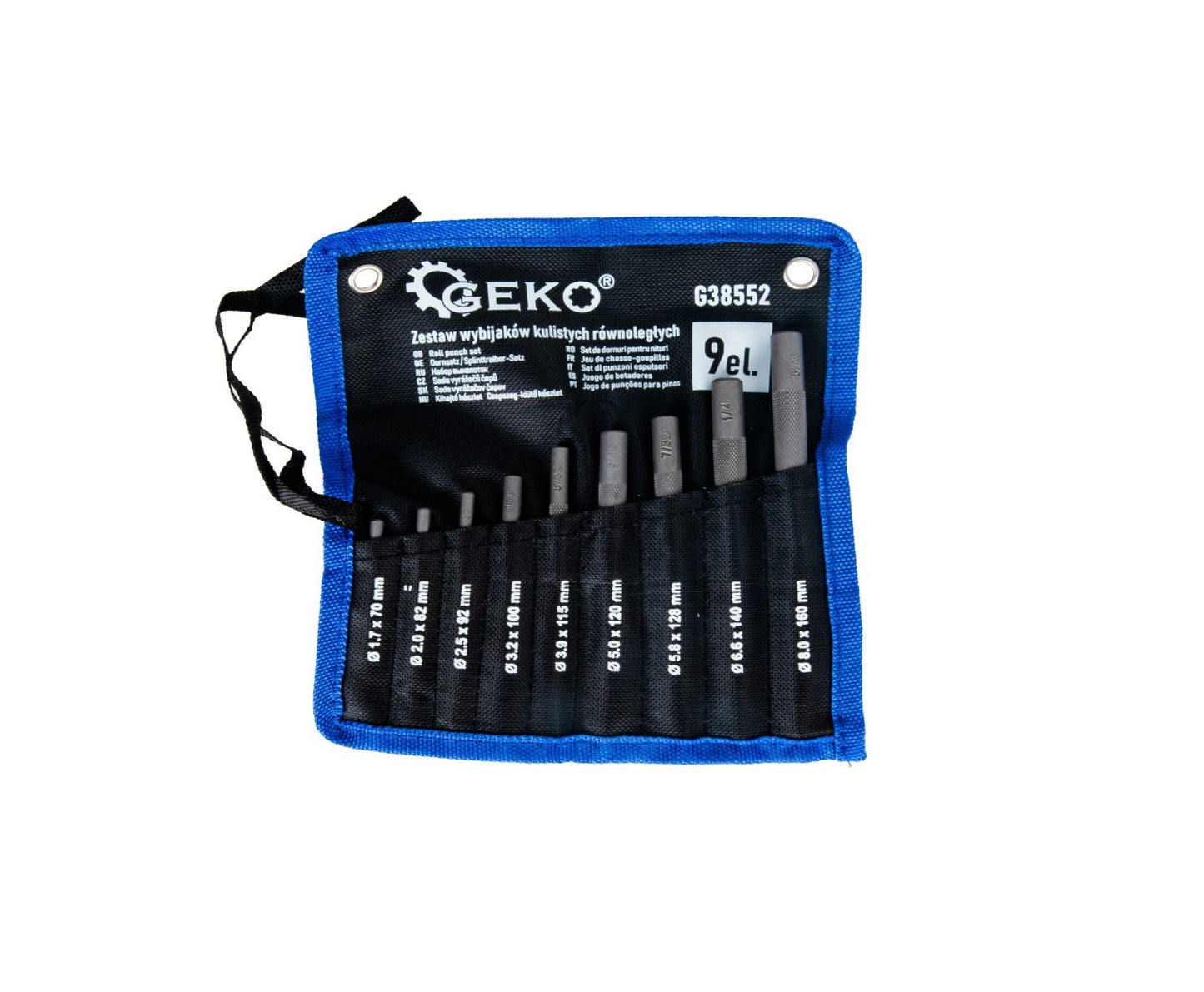 Set dornuri cilindrice cu cap sferic Cr-V, 9 bucati, Geko G38552
