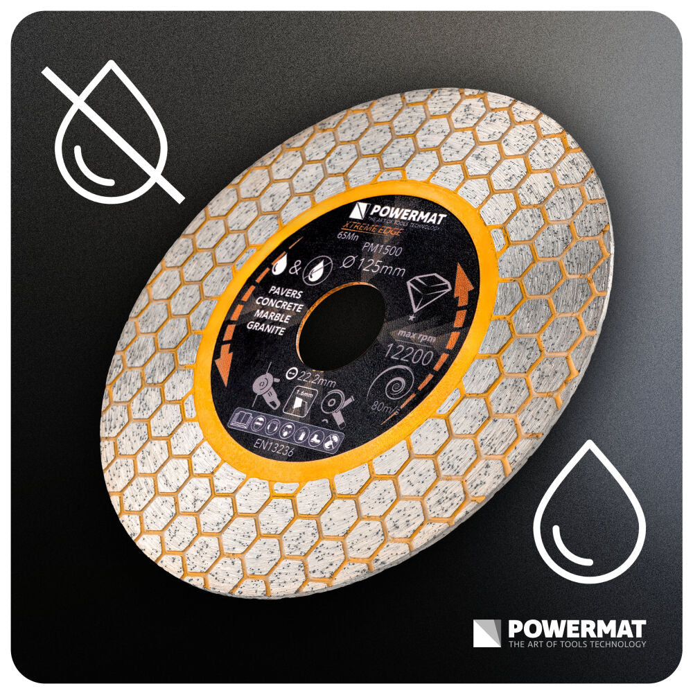 Disc diamantat hexagonal pentru ceramica PM-TDCS-1256T, 125 mm, Powermat PM1500