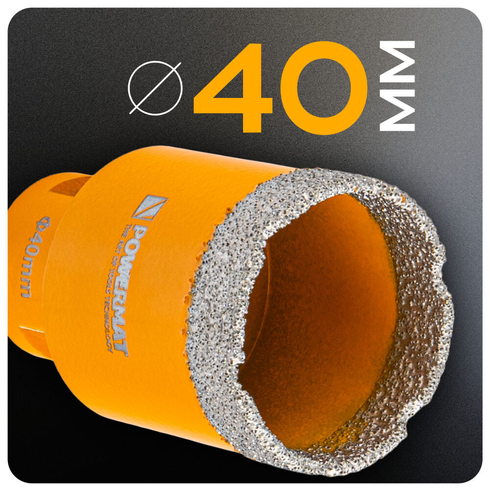 Carota diamantata pentru ceramica PM-DWK-40M14M, 40 mm, Powermat PM1574
