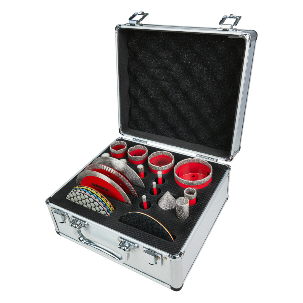 Set discuri si burghie diamantate, 28 bucati, Raider 157869