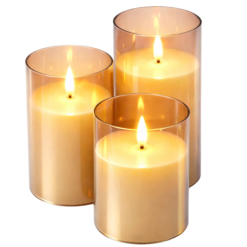 Set lumanari electrice LED cu telecomanda, culoare calda, 3 bucati, Lean 28675