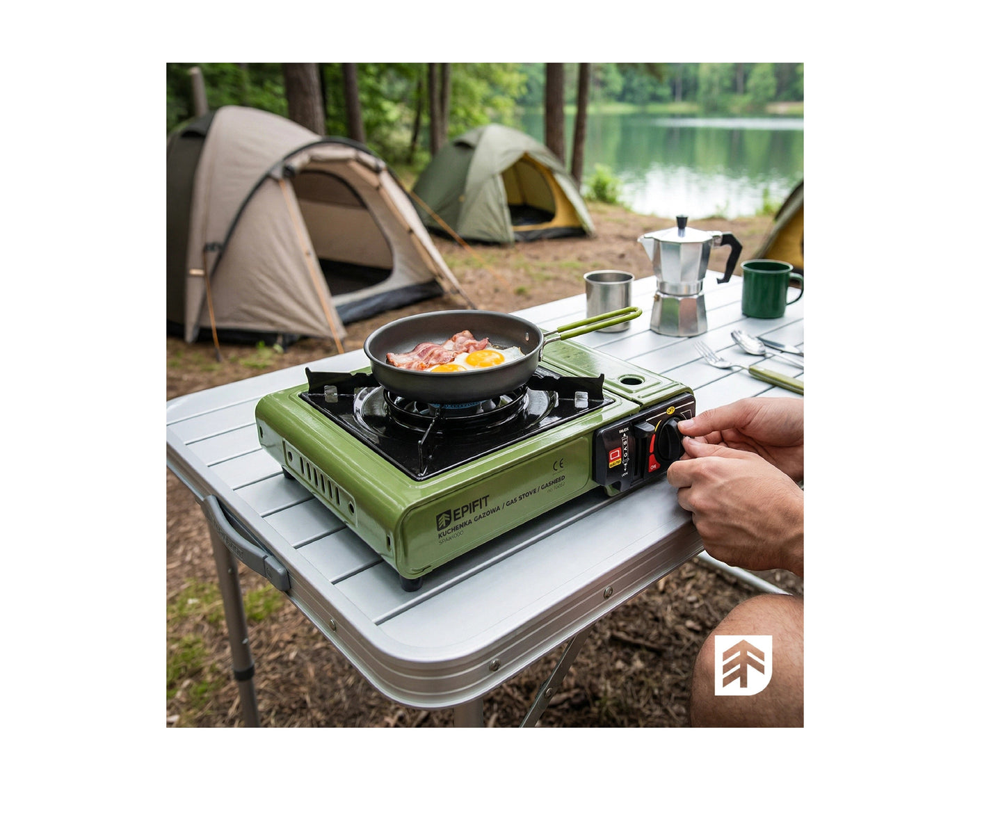 Aragaz pentru camping cu 1 arzator SPARK100, verde, MalTec 114159
